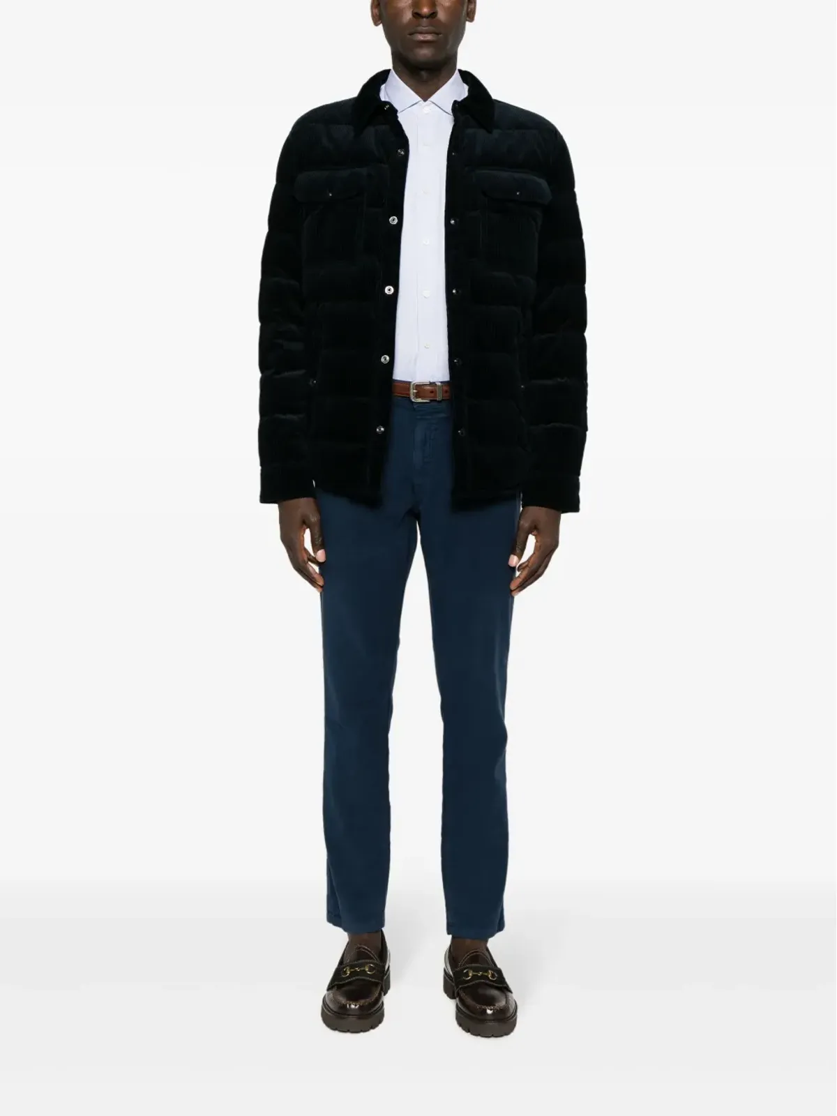 Hackett モールスキン ロゴパッチ ストレートレッグ コットンパンツ - 画像2
