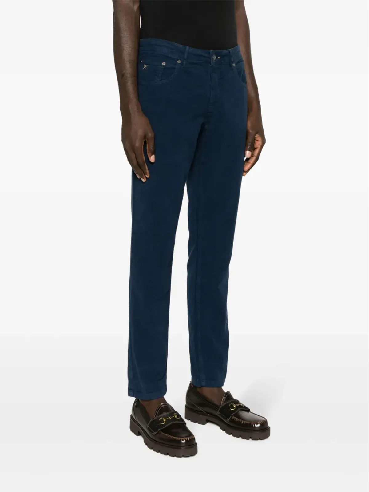 Hackett モールスキン ロゴパッチ ストレートレッグ コットンパンツ - 画像3