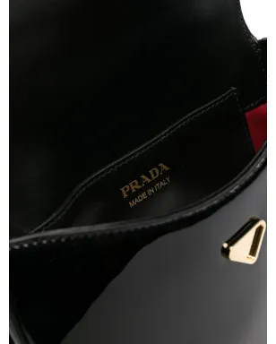 Prada トライアングルロゴ パテントレザー ショルダーバッグ - ブラック - サムネイル5