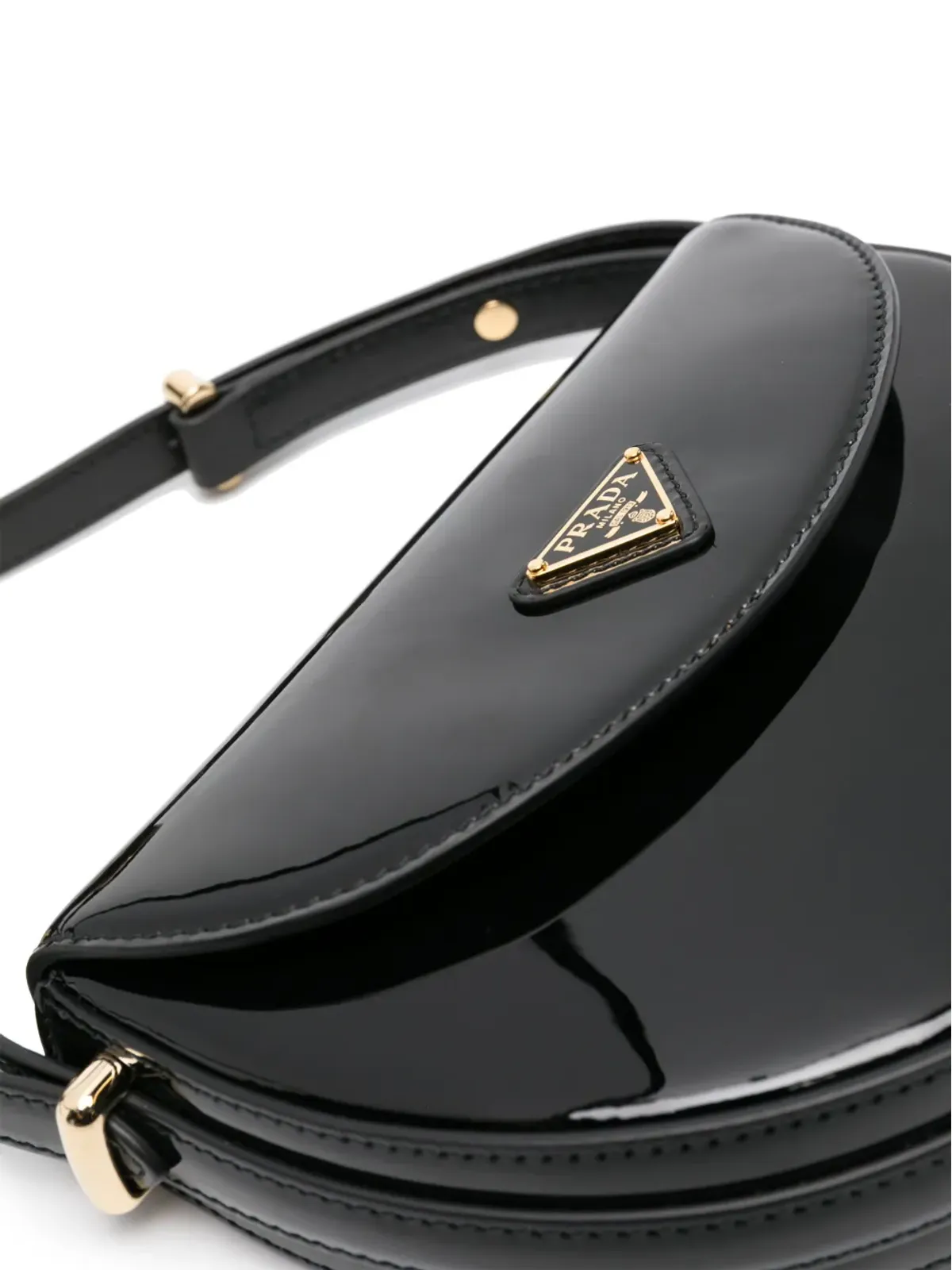 Prada トライアングルロゴ パテントレザー ショルダーバッグ - ブラック - 画像4