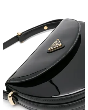 Prada トライアングルロゴ パテントレザー ショルダーバッグ - ブラック - サムネイル4