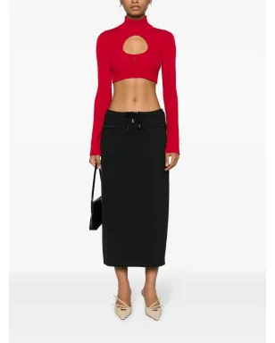 Courrèges ロゴパッチ トラックミディスカート - サムネイル2