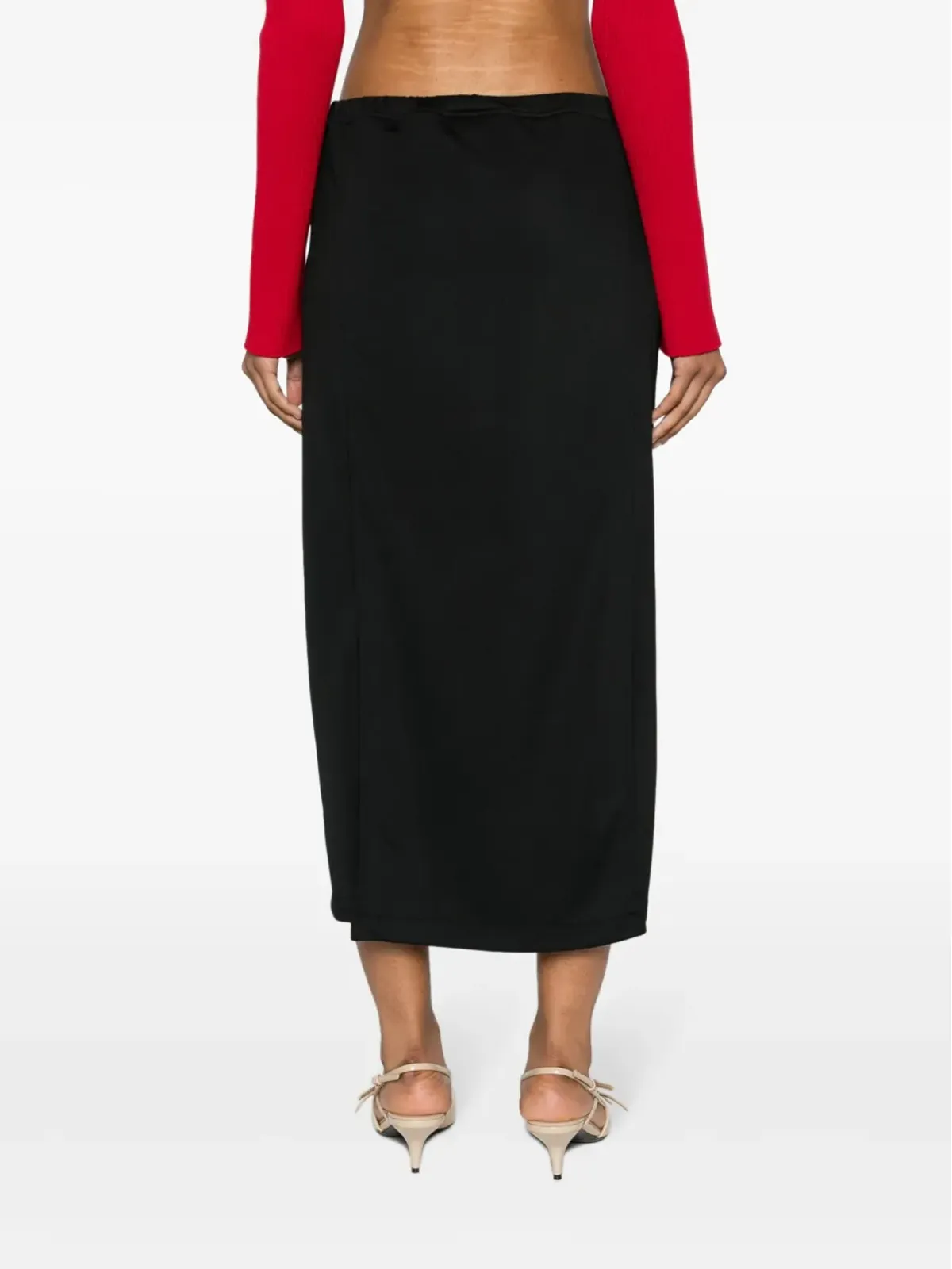Courrèges ロゴパッチ トラックミディスカート - 画像4