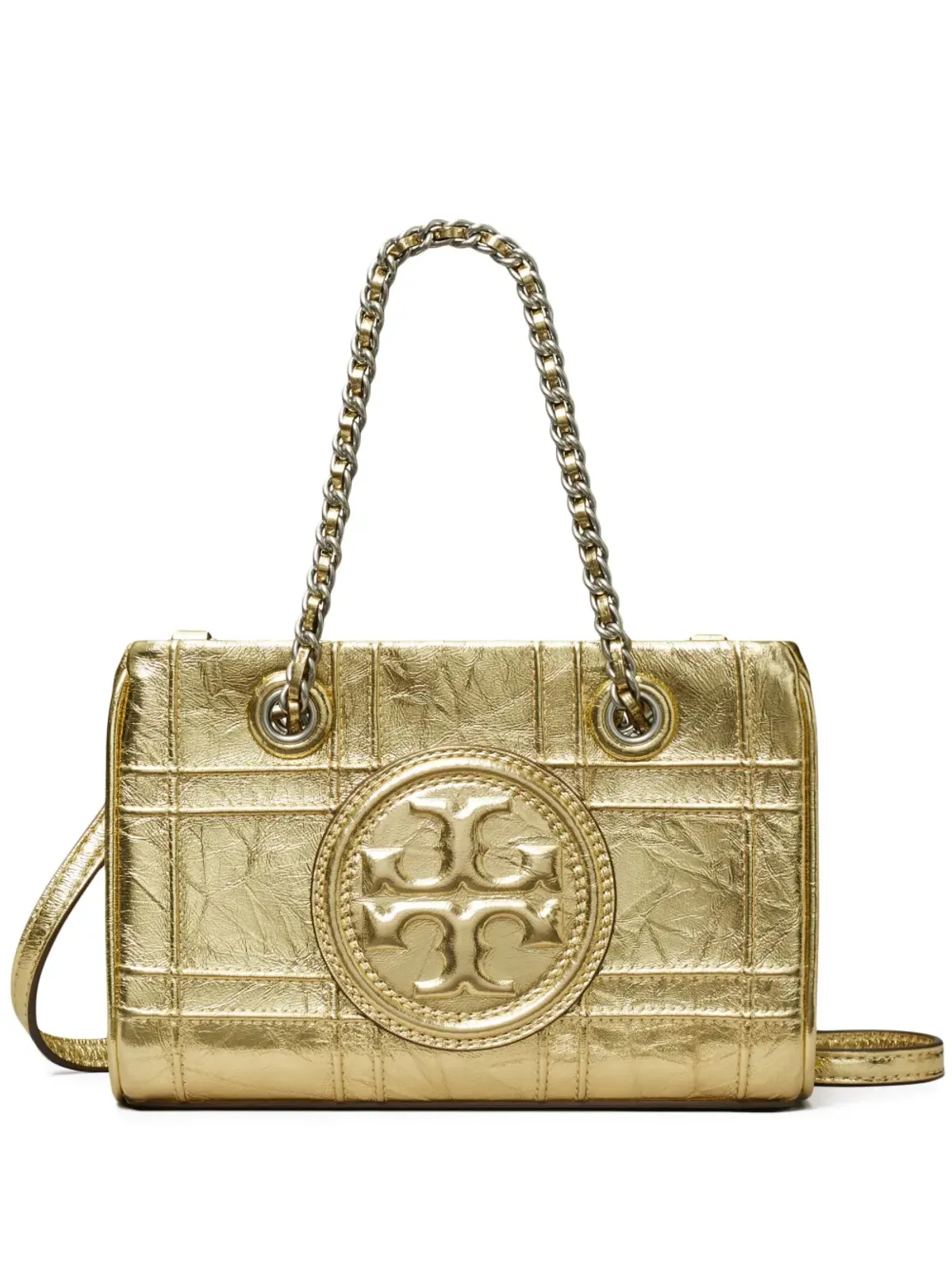Tory Burch ミニ フレミング ソフト メタリック チェーン キルティング トートバッグ - ゴールド - 画像1