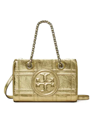 Tory Burch ミニ フレミング ソフト メタリック チェーン キルティング トートバッグ - ゴールド - サムネイル1