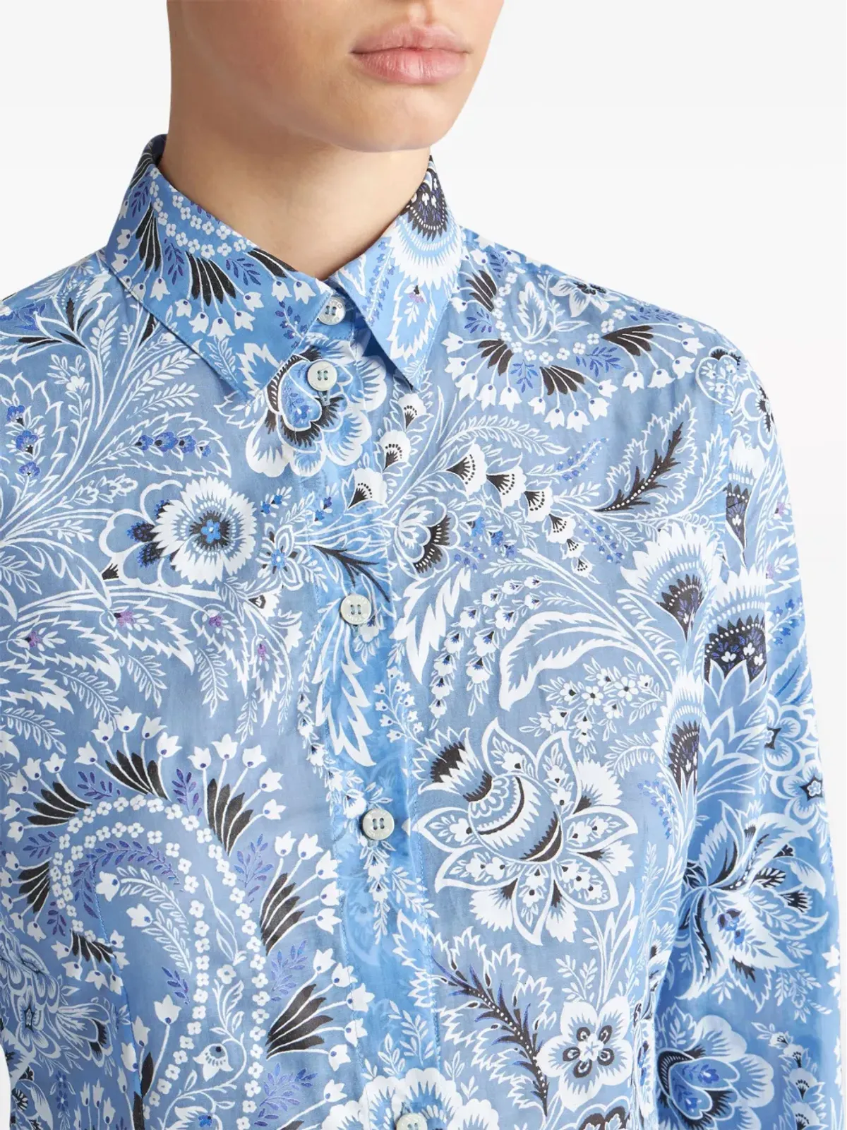ETRO ペイズリープリント コットン混紡シャツ - ブルー - 画像5