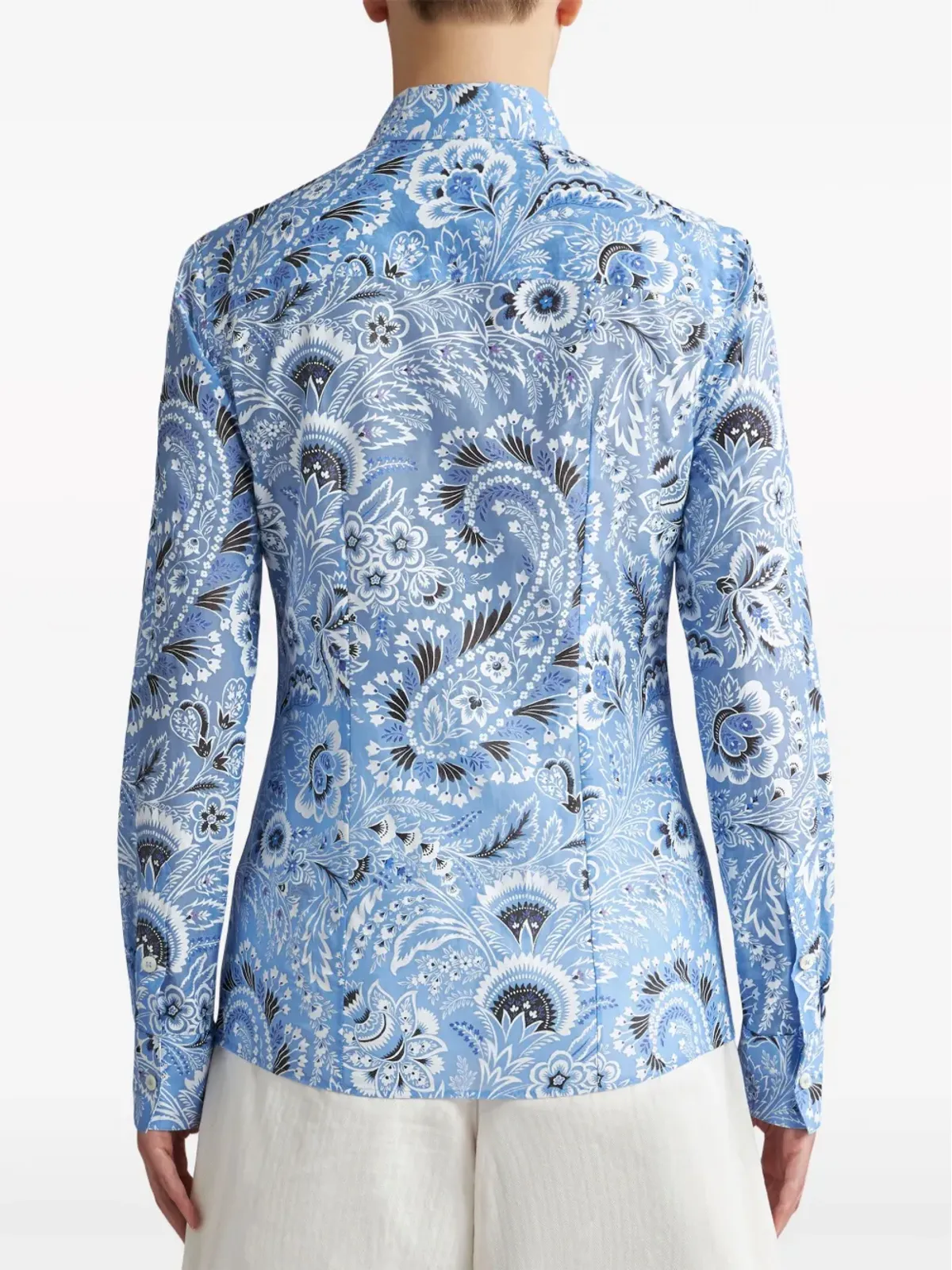 ETRO ペイズリープリント コットン混紡シャツ - ブルー - 画像4