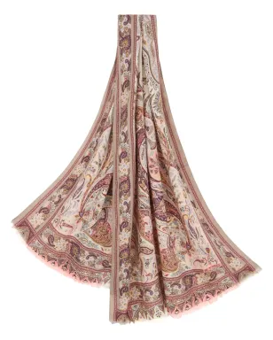 ETRO ペイズリー柄フリンジ付きカシミヤ混スカーフ - レッド - サムネイル1