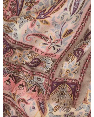 ETRO ペイズリー柄フリンジ付きカシミヤ混スカーフ - レッド - サムネイル2