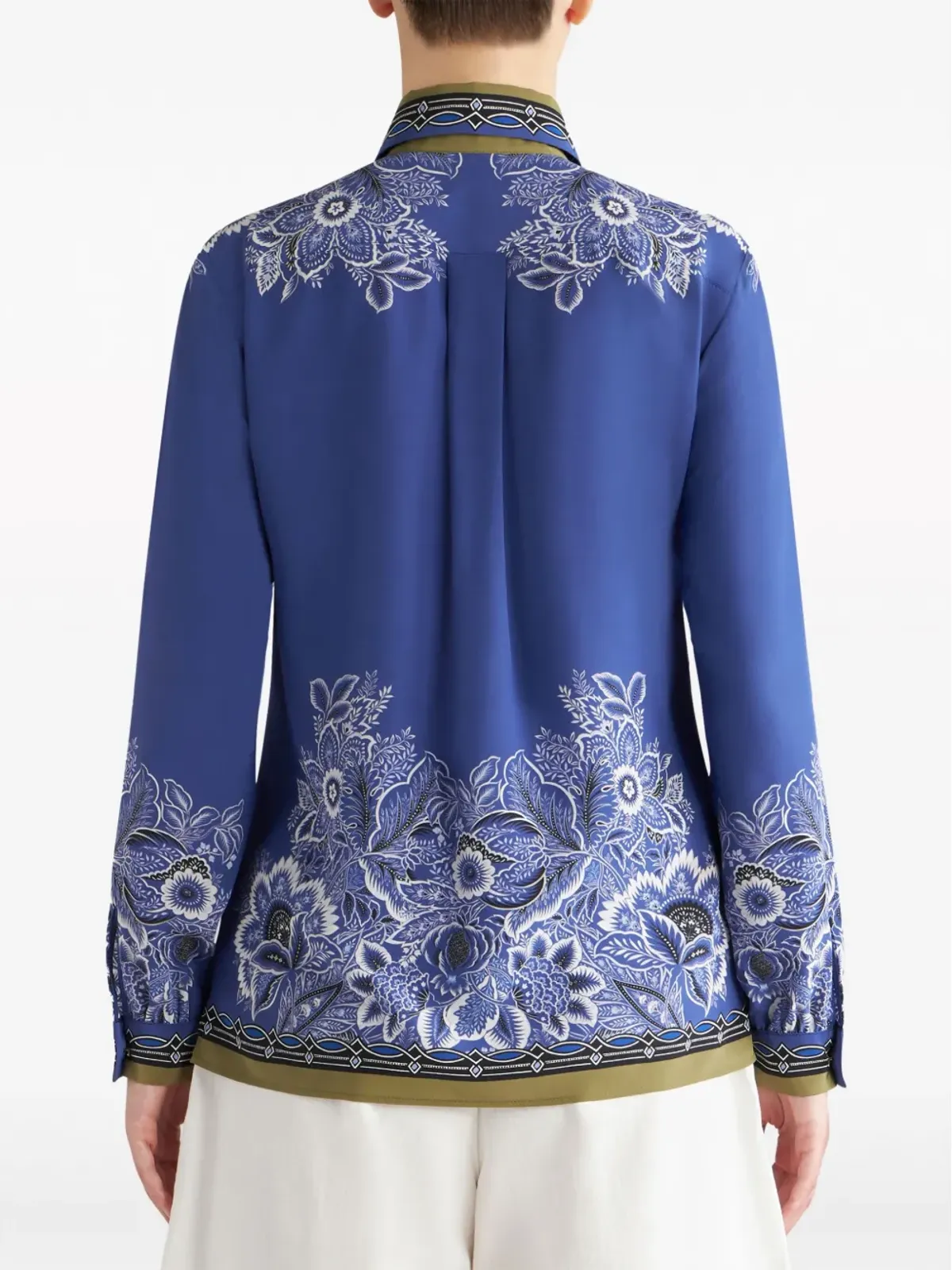 ETRO バンダナプリント シルククレープシャツ ブルー - 画像4