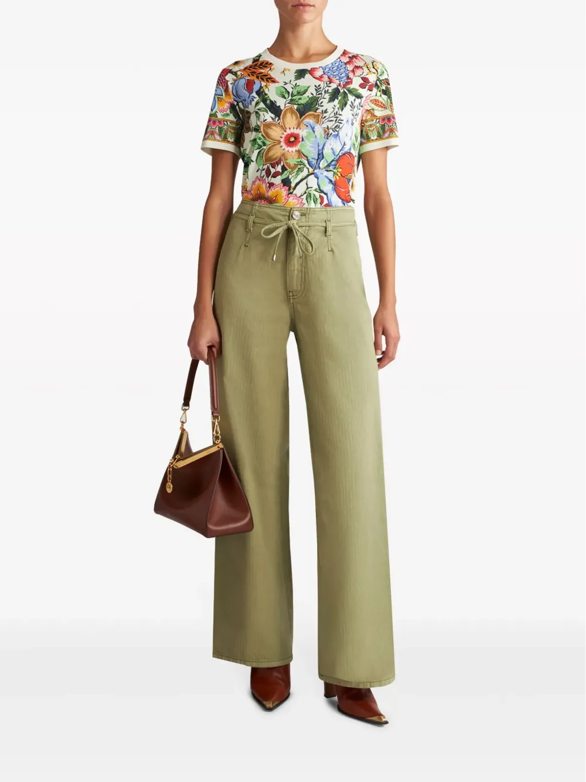 ETRO Pegaso刺繍入りワイドレッグジーンズ - グリーン - 画像2