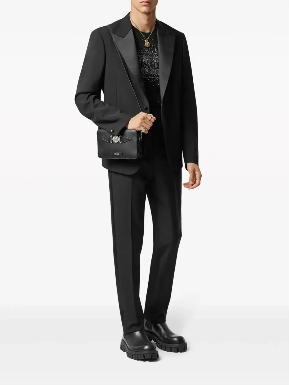 Versace ロゴアップリケ テーパード チノパンツ - ブラック - 画像2
