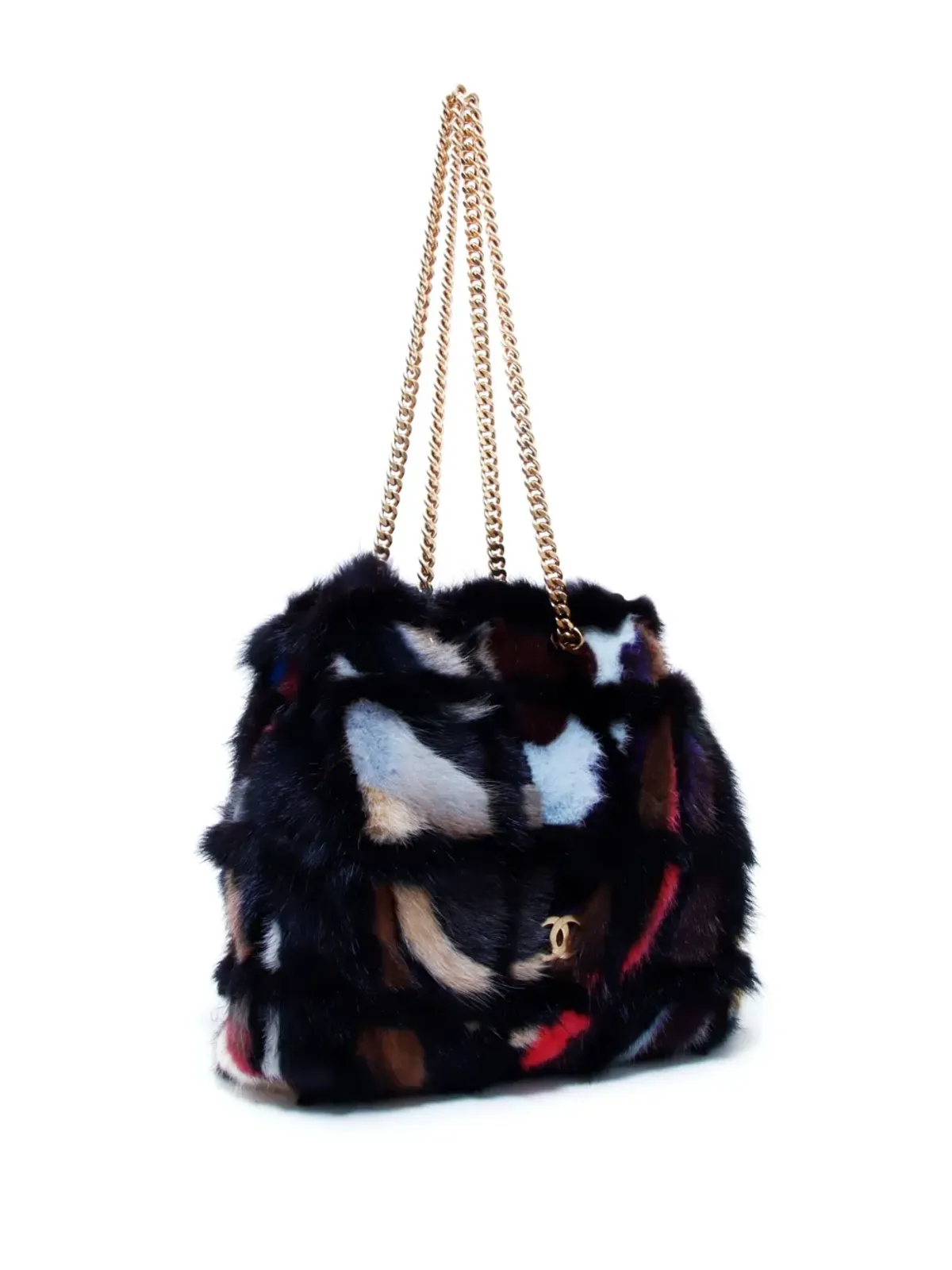 CHANEL ビンテージ 2000年 抽象パターン CCプレート チェーンショルダーバッグ - ブラック - 画像3