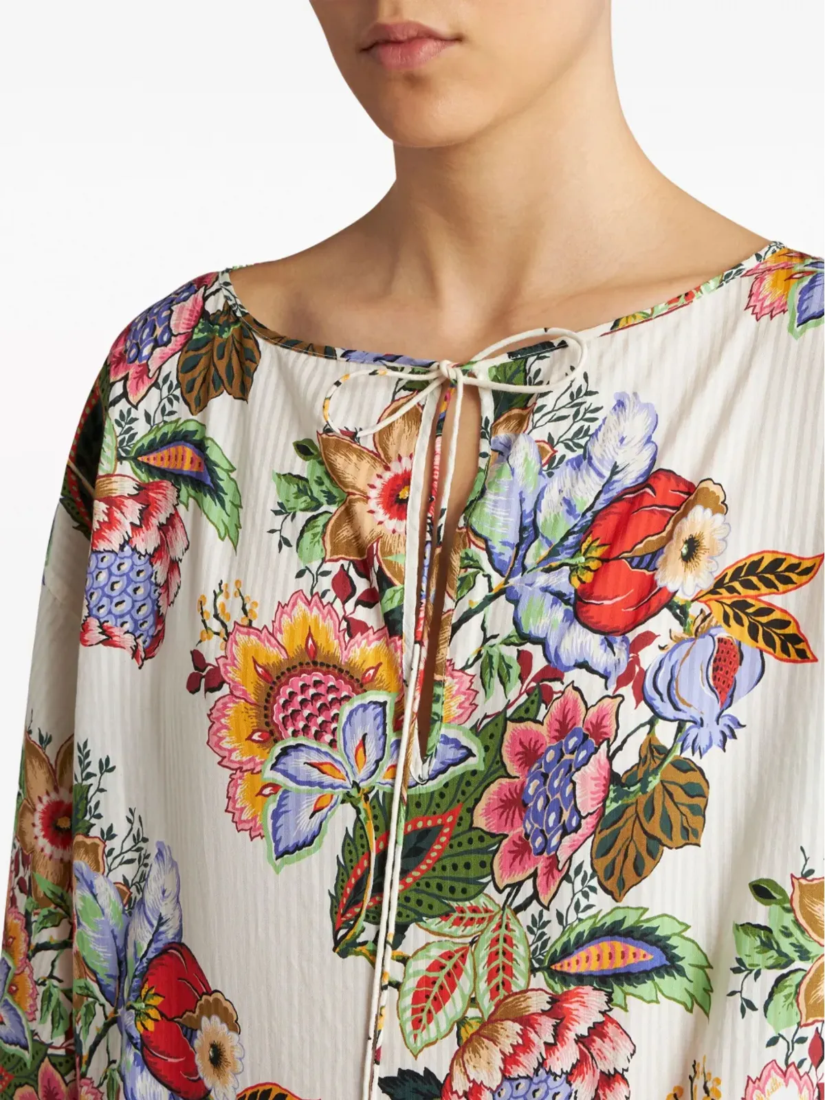 ETRO 花柄プリント ドレープ ブラウス - 画像5
