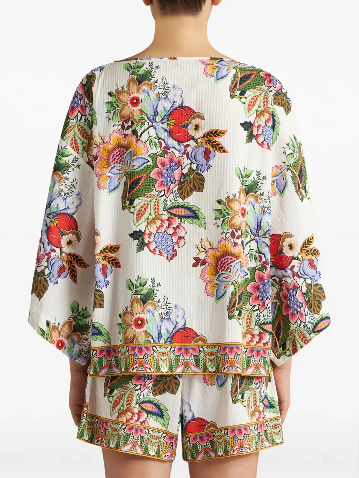 ETRO 花柄プリント ドレープ ブラウス - 画像4