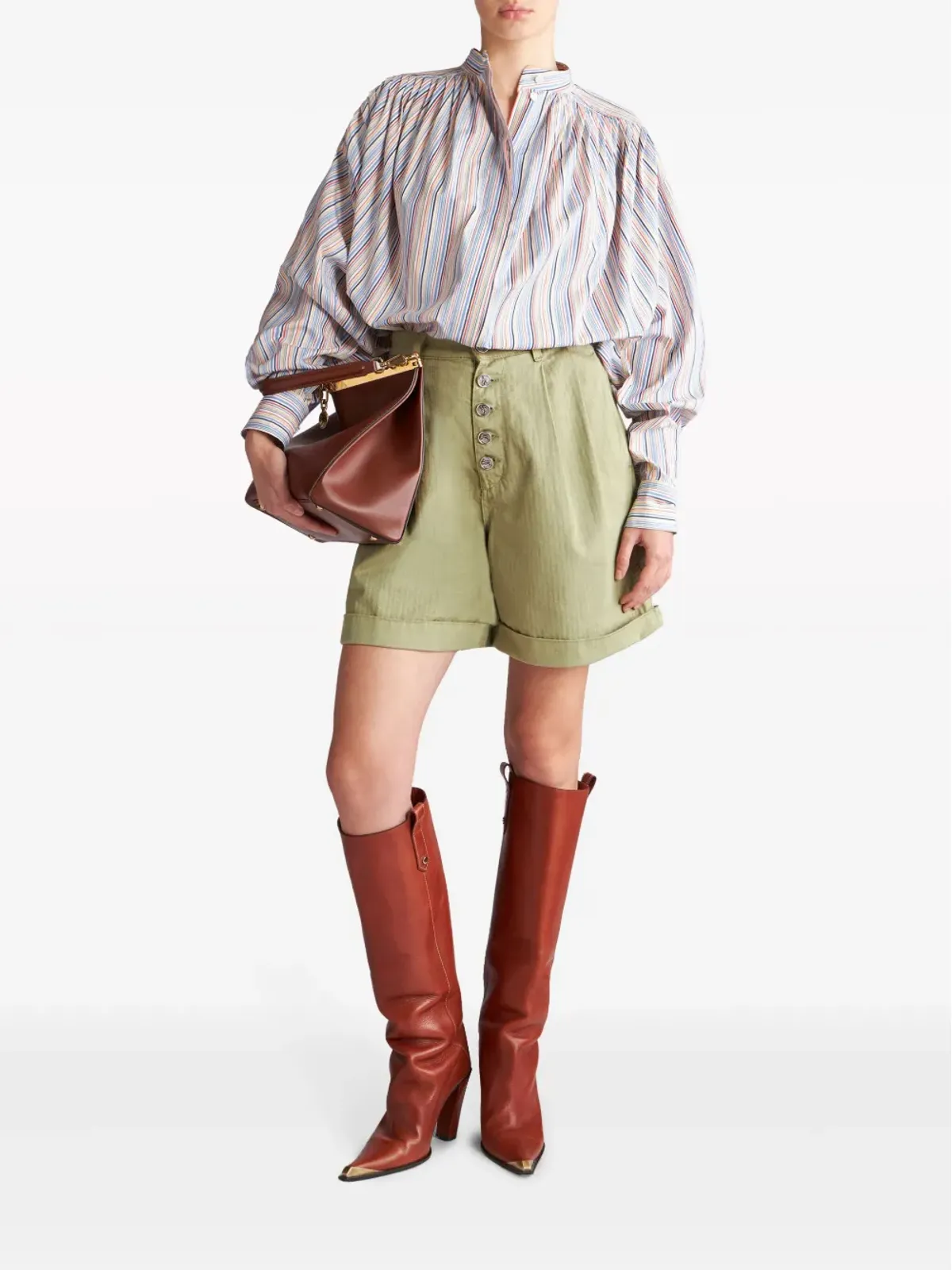 ETRO ボタンアップ ベルムダショーツ - グリーン - 画像2