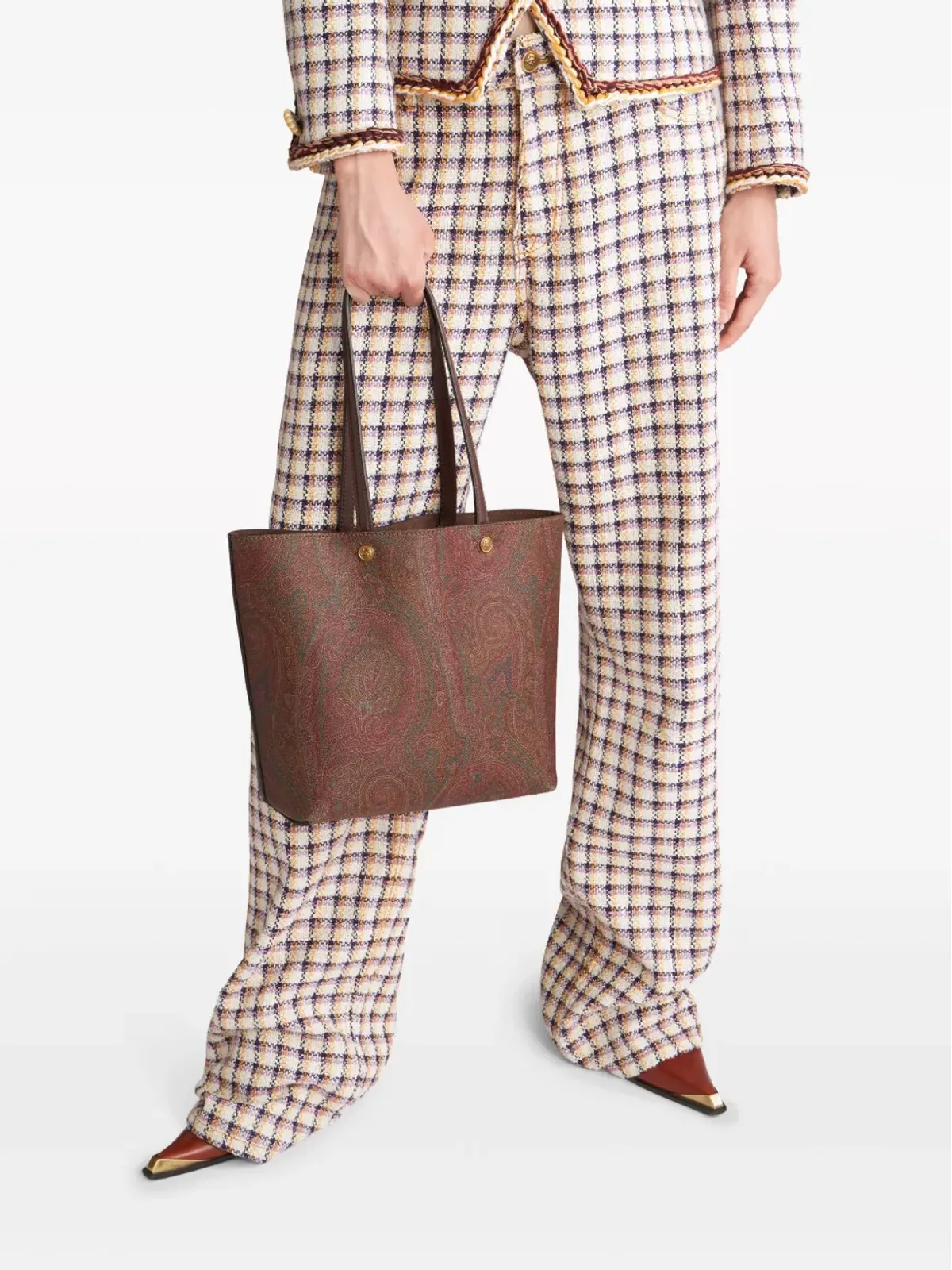 ETRO ミディアム エトロ エッセンシャル トートバッグ ブラウン - 画像2