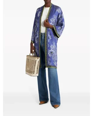 ETRO ケサ フローラルプリント シルク ローブ - パープル - サムネイル2