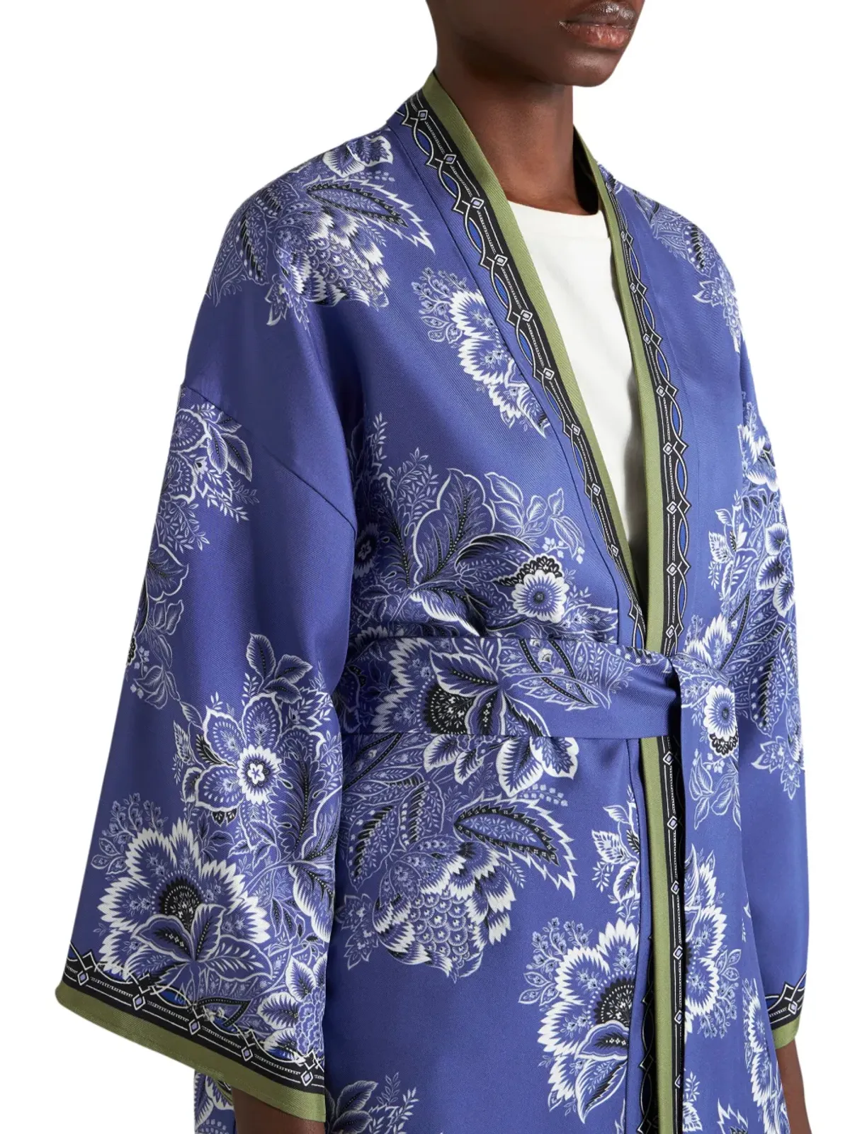 ETRO ケサ フローラルプリント シルク ローブ - パープル - 画像4