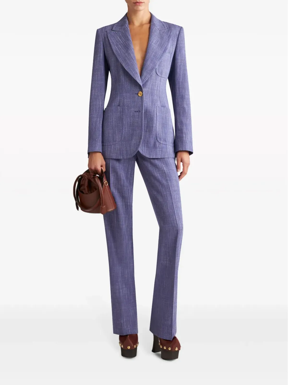 ETRO シングルブレスト スラブ生地ブレザー - パープル - 画像2