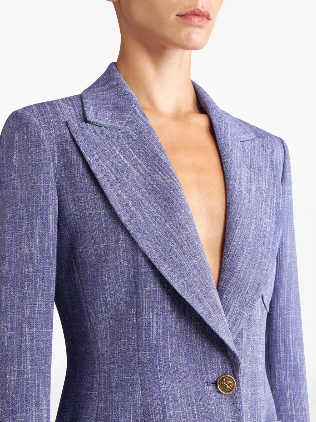 ETRO シングルブレスト スラブ生地ブレザー - パープル - 画像4
