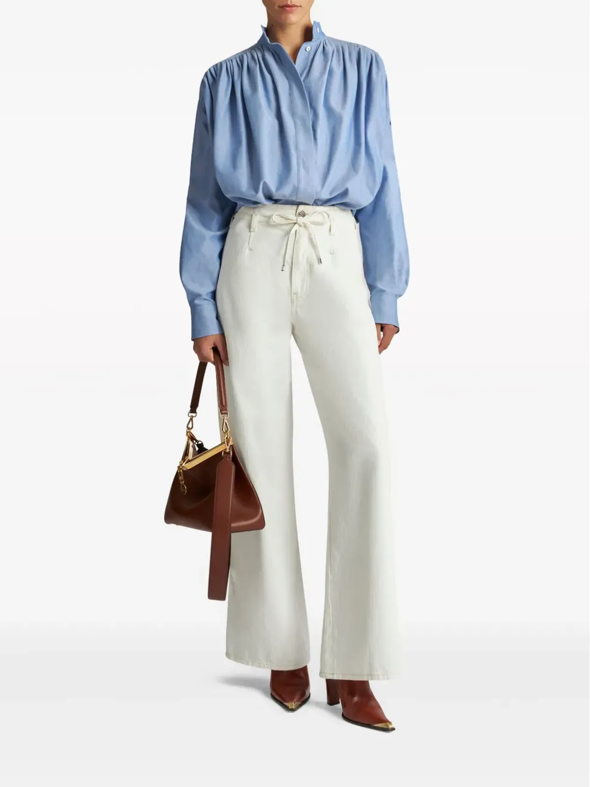 ETRO ベルト付きハイライズのワイドレッグジーンズ - 画像2