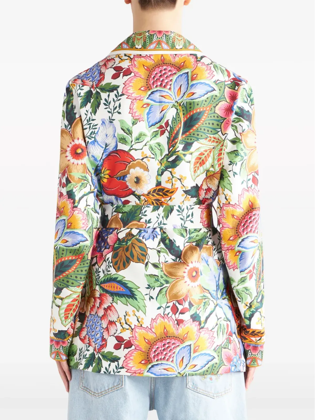 ETRO 花柄プリント ベルト付き シルクジャケット - ホワイト - 画像4