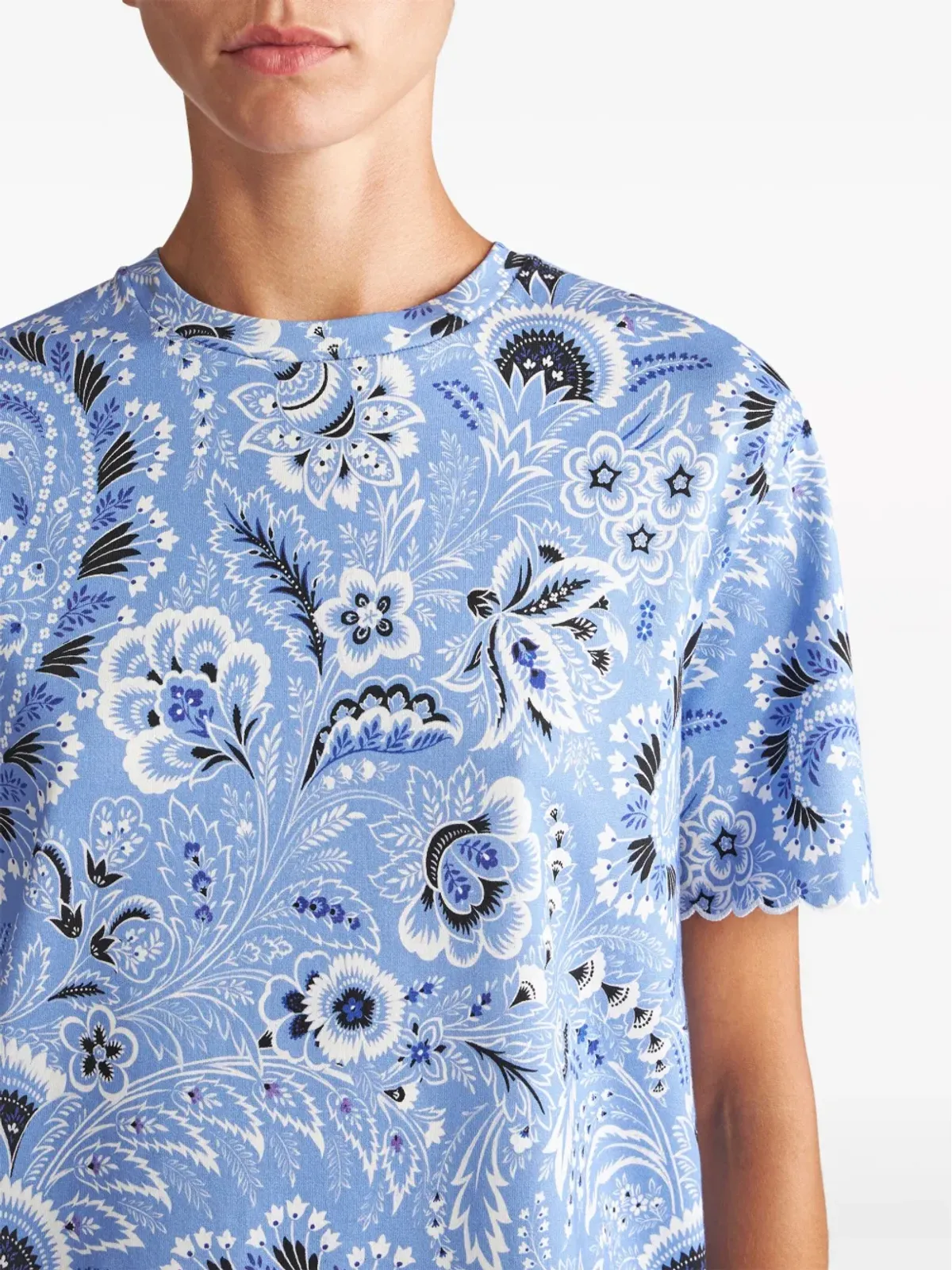 ETRO バンダナ柄 コットン Tシャツ - ブルー - 画像5