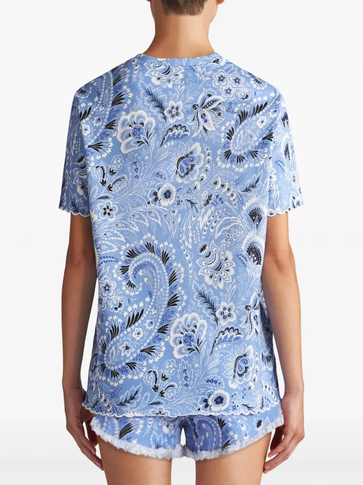 ETRO バンダナ柄 コットン Tシャツ - ブルー - 画像4