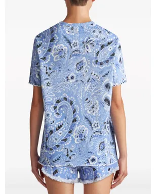 ETRO バンダナ柄 コットン Tシャツ - ブルー - サムネイル4