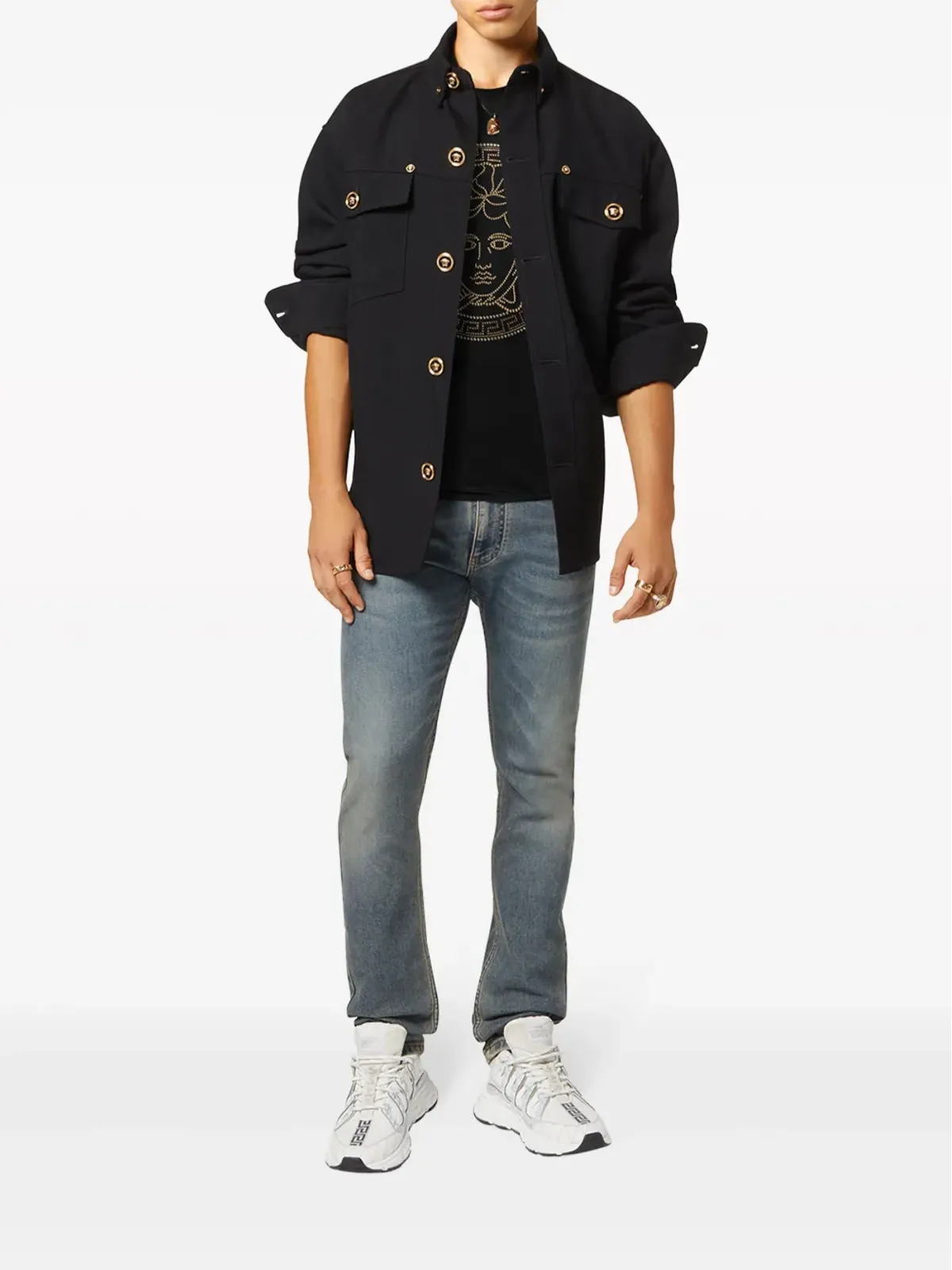 Versace メデューサヘッド コットン Tシャツ ブラック - 画像2
