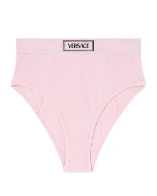 Versace ロゴ入りウエストバンド細リブ ブリーフ ピンク - サムネイル1