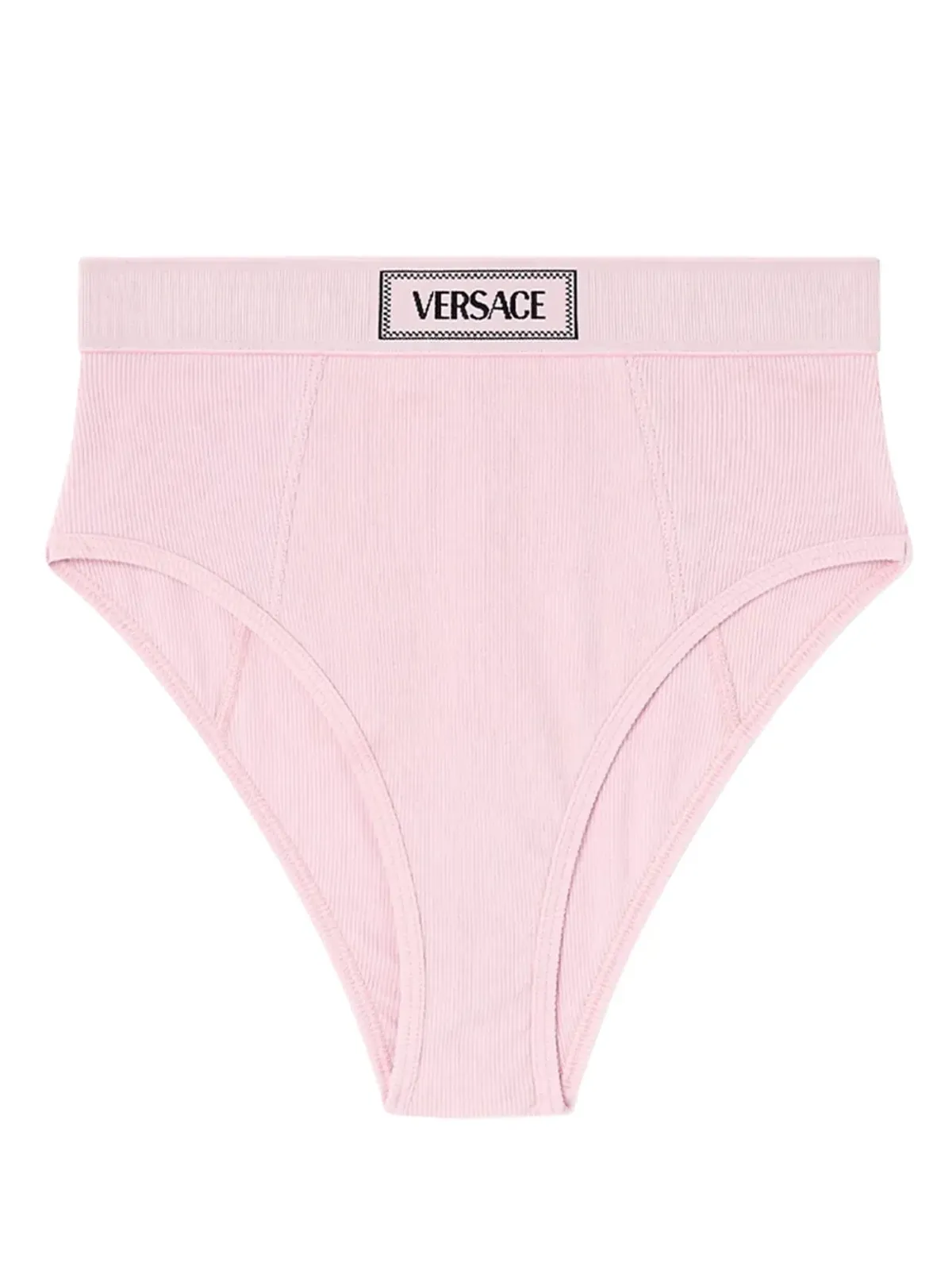 Versace ロゴ入りウエストバンド細リブ ブリーフ ピンク - 画像2
