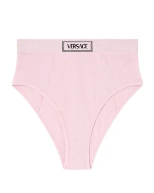 Versace ロゴ入りウエストバンド細リブ ブリーフ ピンク - サムネイル2