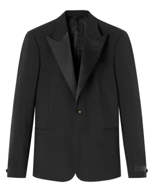 Versace デュシェス サテン トリム シングルブレスト ブレザー ブラック - サムネイル1