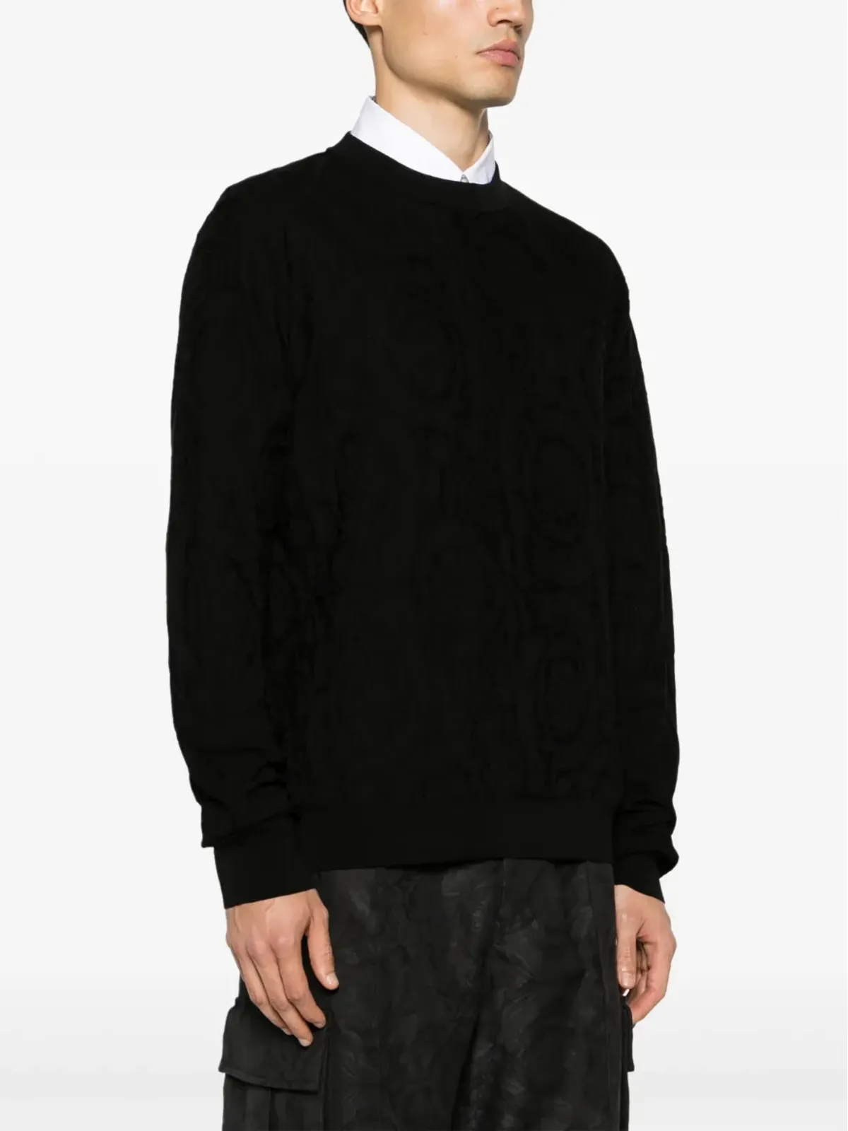 Versace バロッコモチーフ テクスチャード ジャンパー ブラック - 画像3