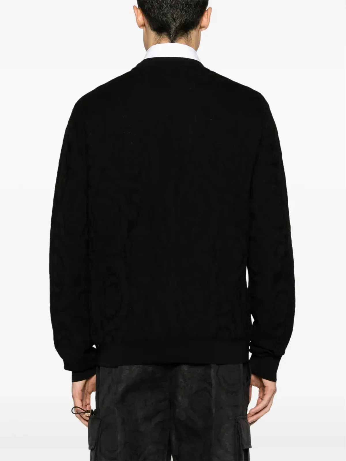 Versace バロッコモチーフ テクスチャード ジャンパー ブラック - 画像4