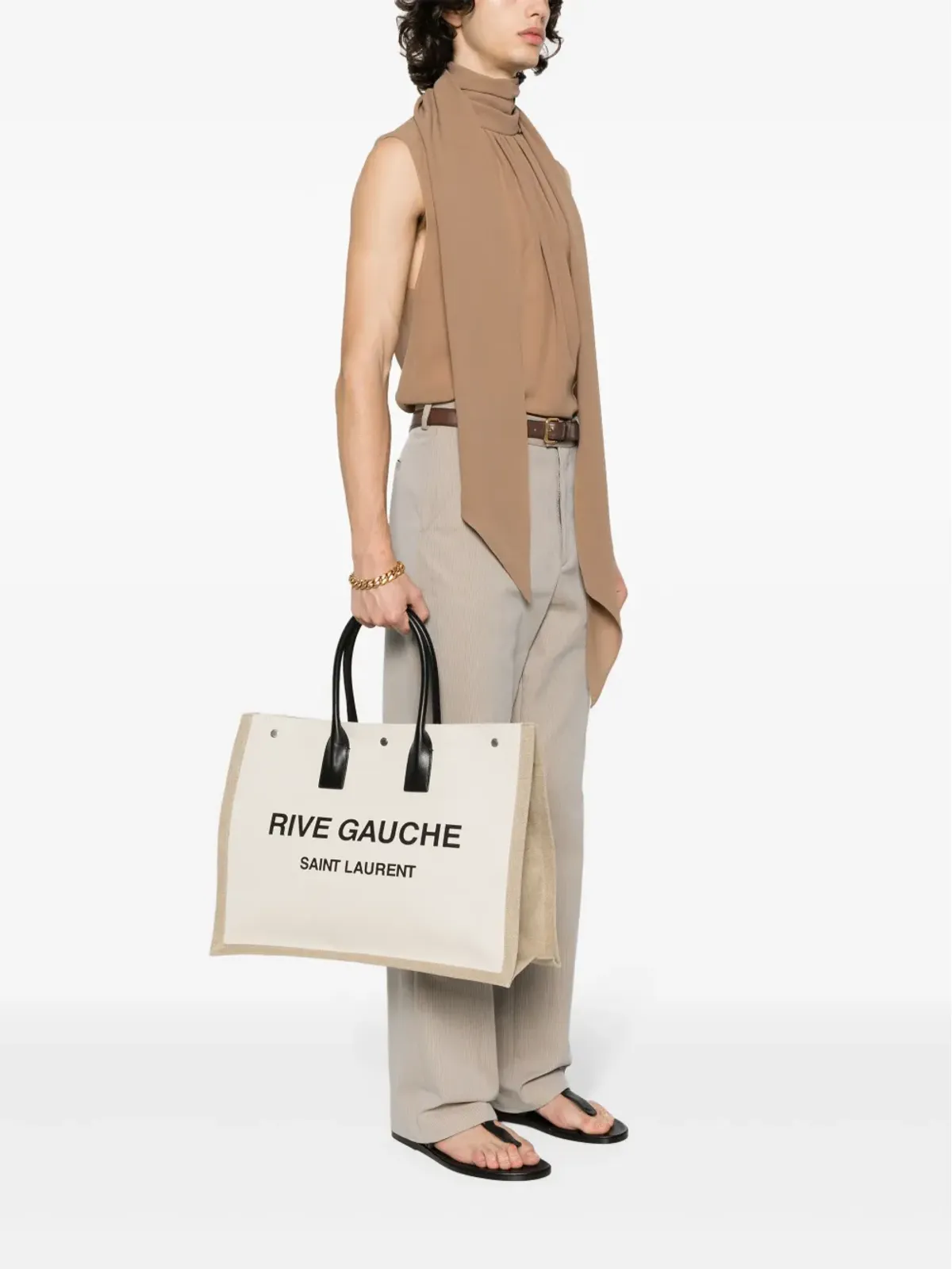 Saint Laurent リヴ・ゴーシュ コットン トートバッグ - ニュートラルカラー - 画像2
