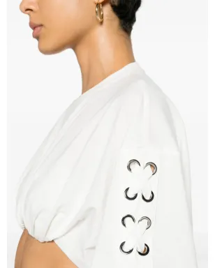PINKO レースアップクロップドTシャツ - ホワイト - サムネイル5