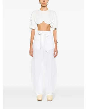 PINKO レースアップクロップドTシャツ - ホワイト - サムネイル2