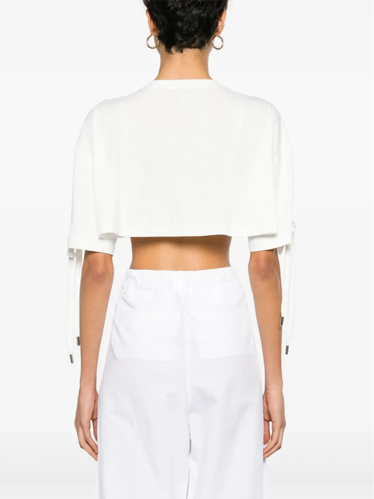 PINKO レースアップクロップドTシャツ - ホワイト - 画像4