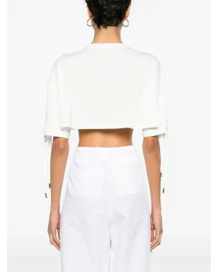 PINKO レースアップクロップドTシャツ - ホワイト - サムネイル4