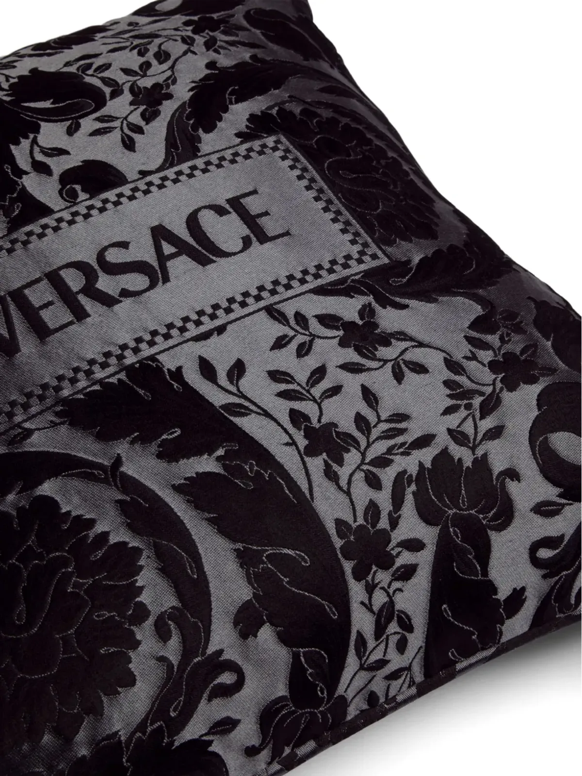 Versace バロッコ シルク混リネン クッション - ブラック - 画像3
