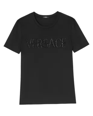 Versace ロゴ クリスタル装飾 コットン Tシャツ - サムネイル1