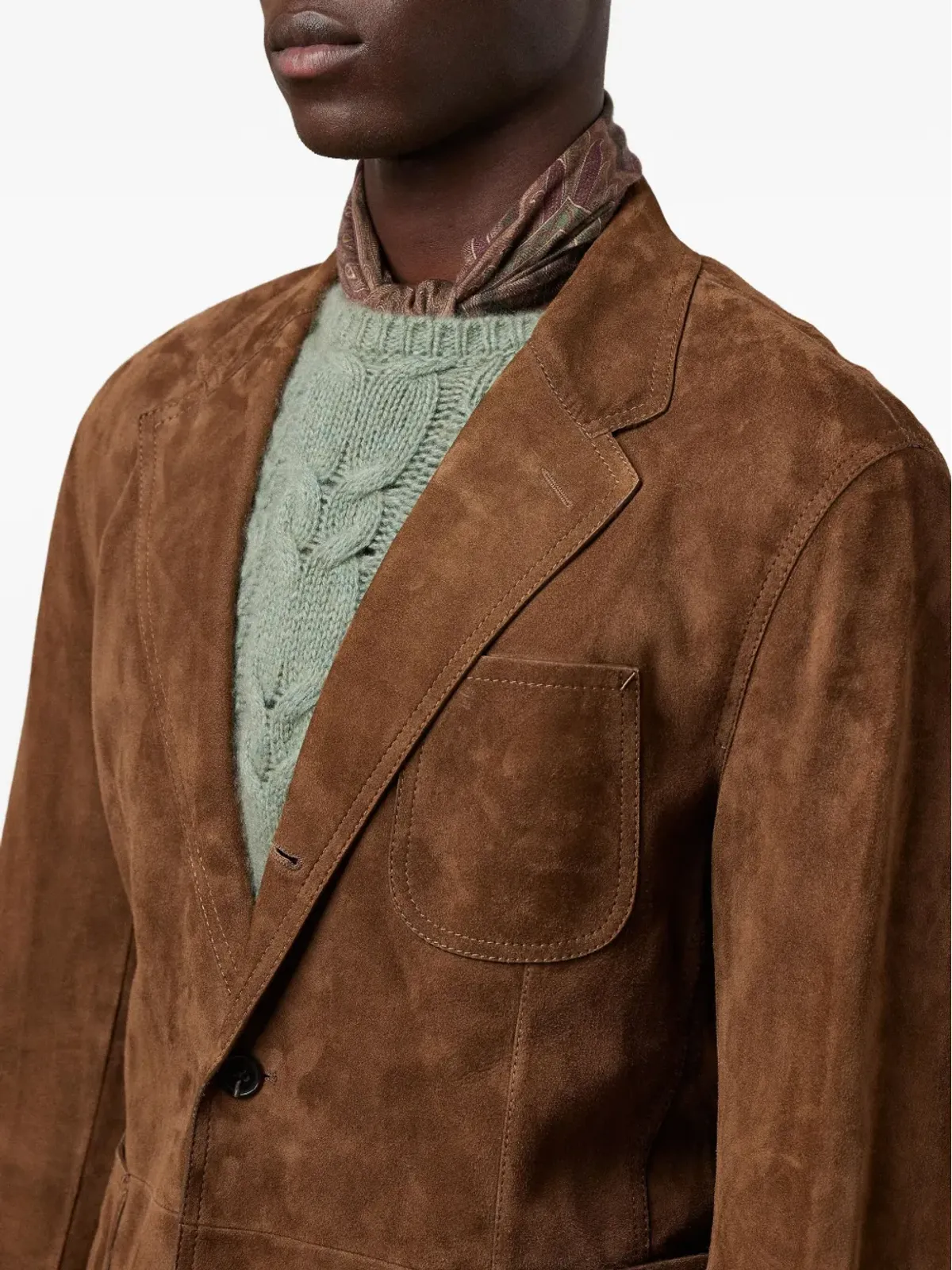 Ralph Lauren Purple Label スエード製 シングルブレスト ブレザー - ブラウン - 画像5