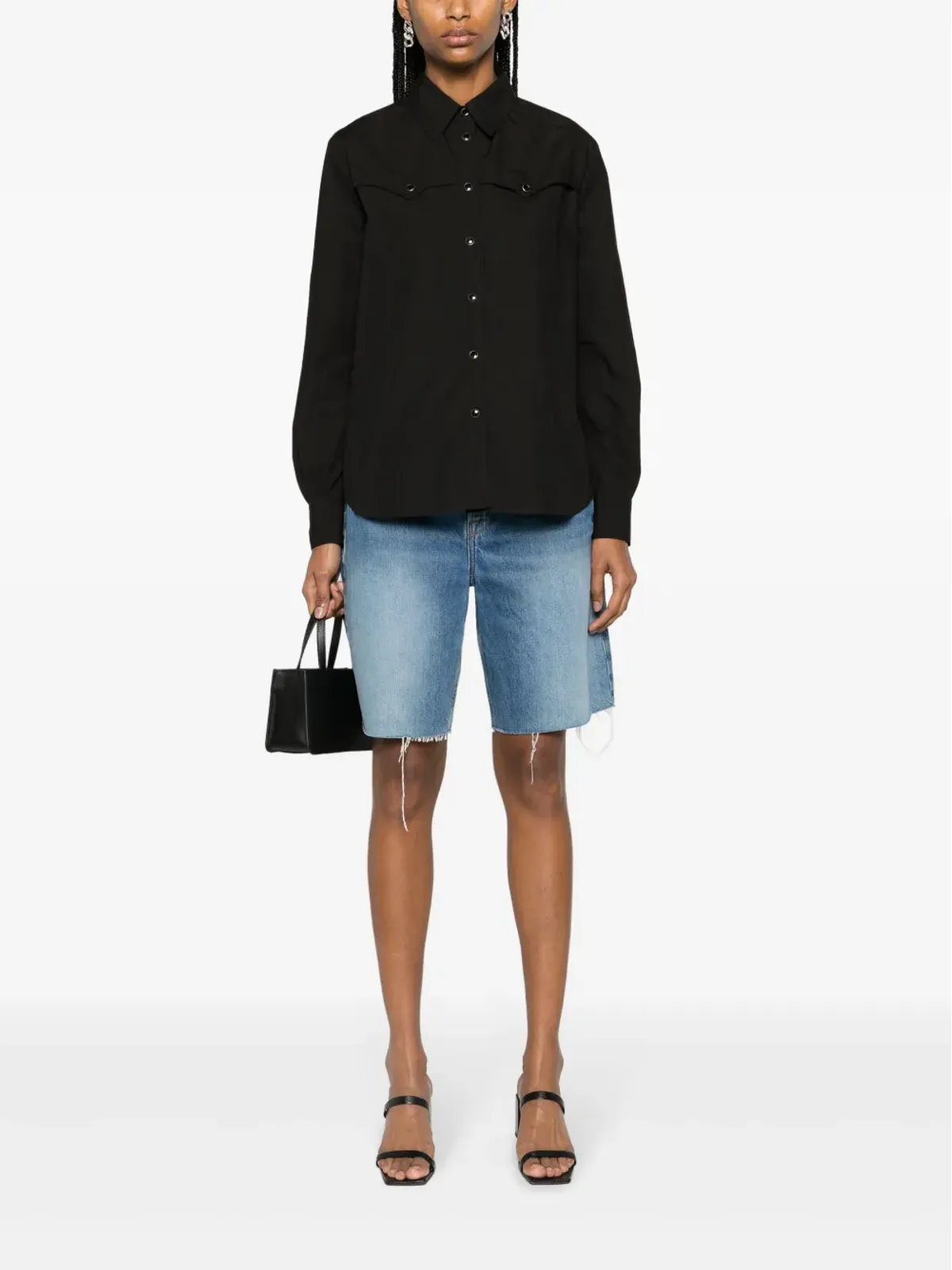 PINKO ウェスタン風ステッチ入り コットンシャツ - ブラック - 画像2