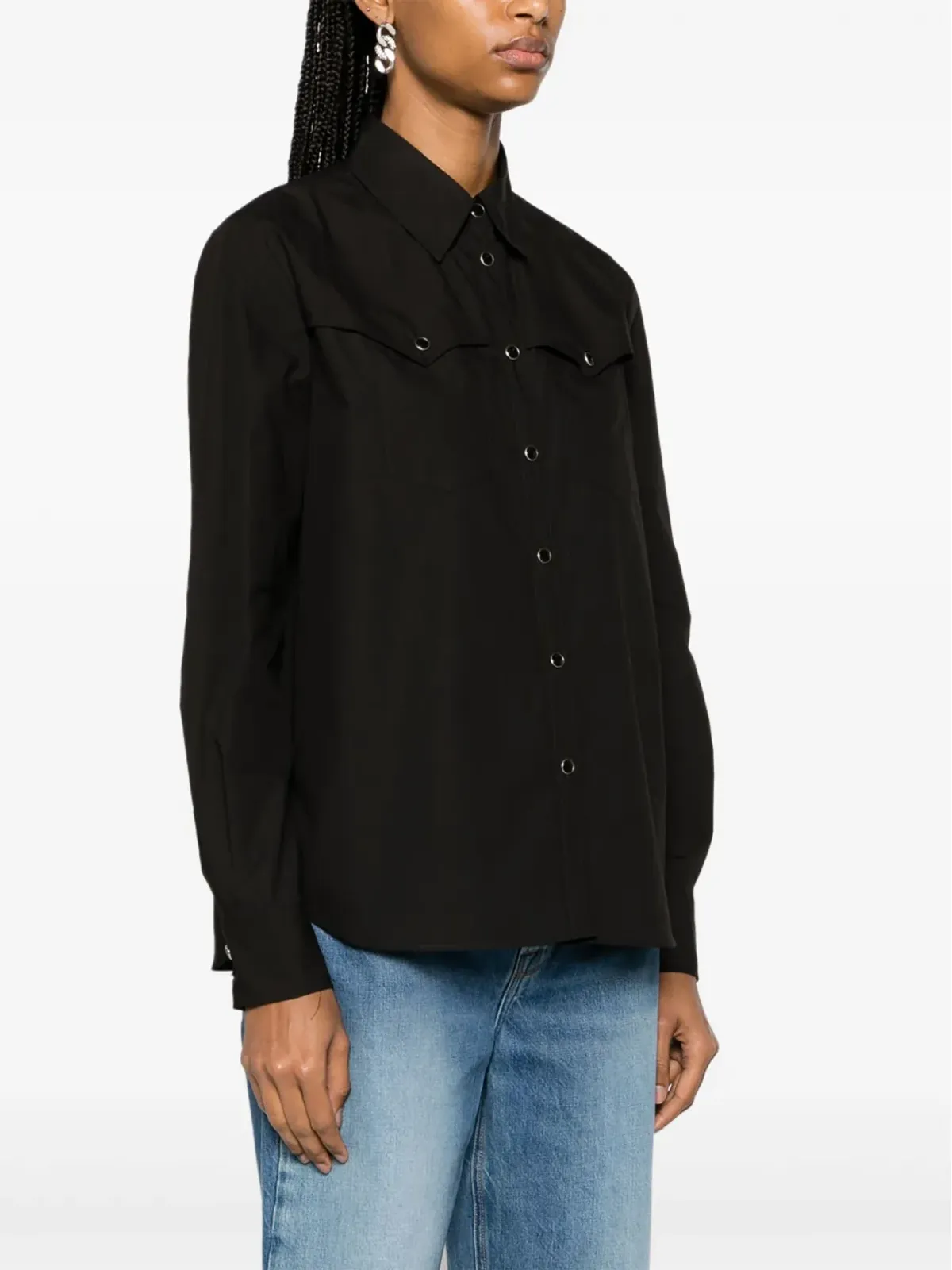 PINKO ウェスタン風ステッチ入り コットンシャツ - ブラック - 画像3