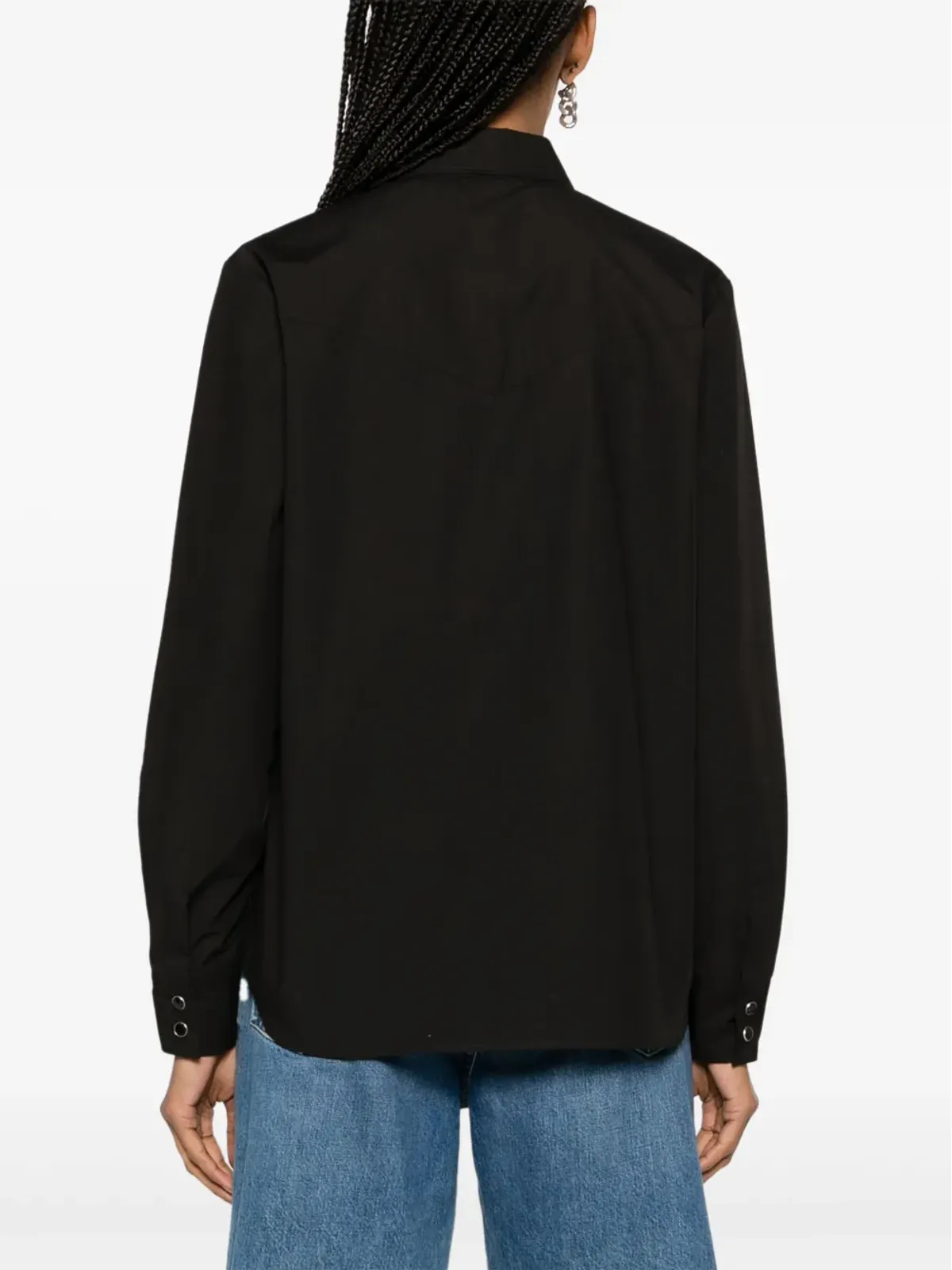PINKO ウェスタン風ステッチ入り コットンシャツ - ブラック - 画像4