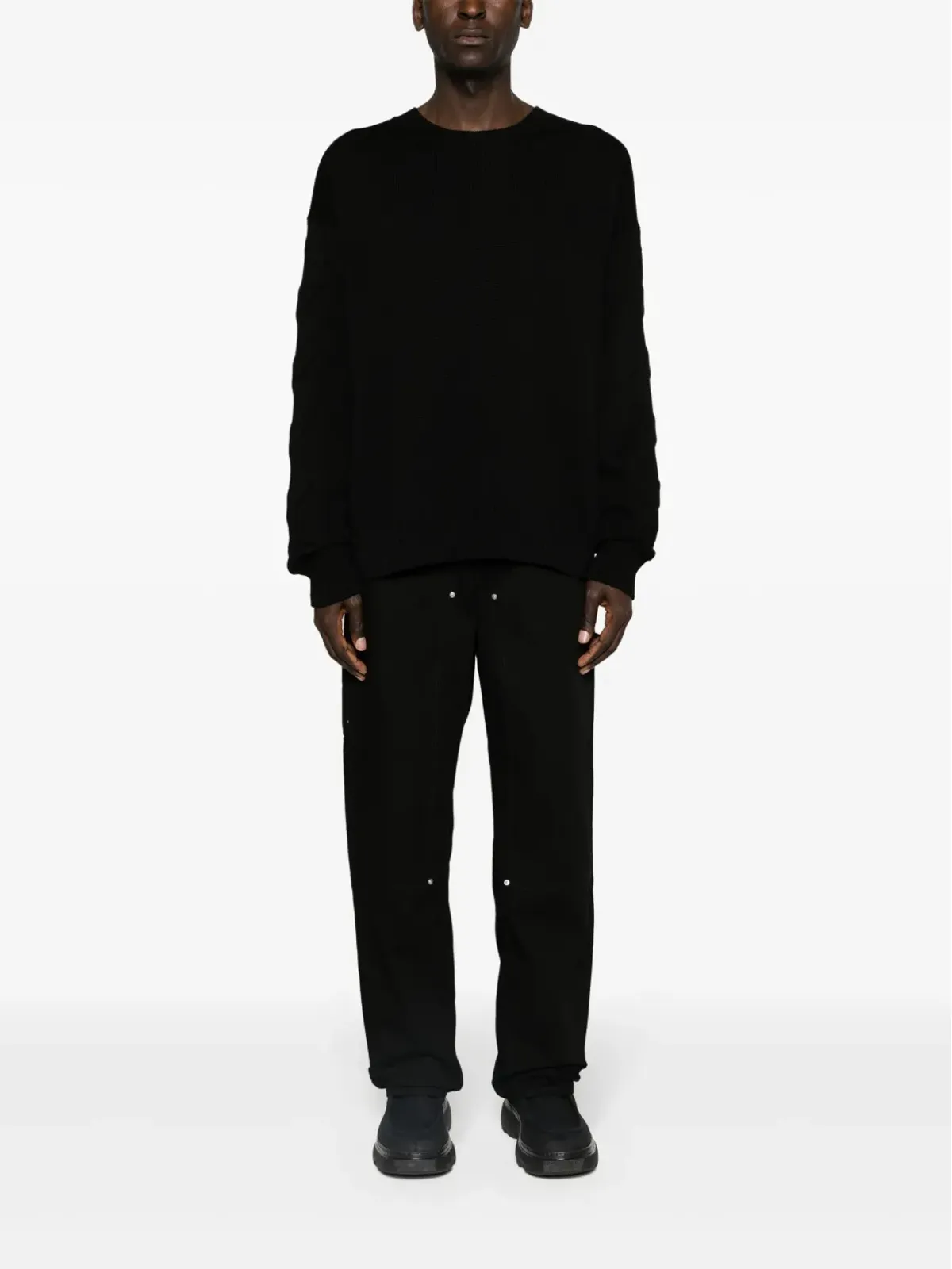 Off-White 3D Diagリブ編みニットセーター ブラック - 画像2