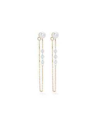 Mizuki Sea Of Beauty パールとダイヤモンドチェーンピアス - サムネイル1